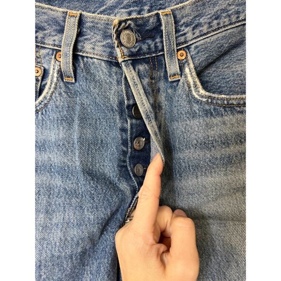 Levi’s Skinny 501 Original Destructed Blue Denim Jean Women's 27 Capsule Summer - Picture 3 of 11